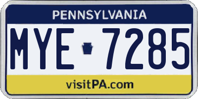PA license plate MYE7285