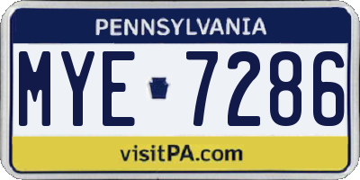 PA license plate MYE7286