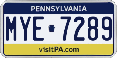 PA license plate MYE7289