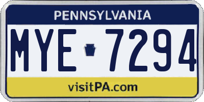 PA license plate MYE7294