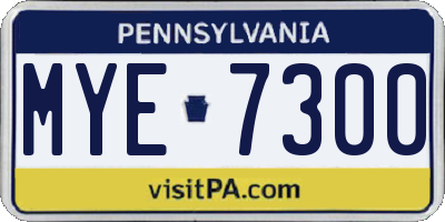 PA license plate MYE7300