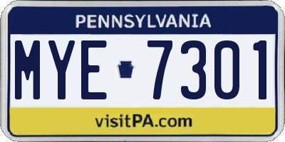 PA license plate MYE7301