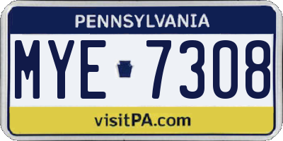 PA license plate MYE7308
