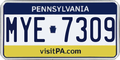 PA license plate MYE7309