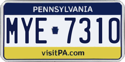 PA license plate MYE7310