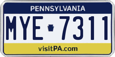 PA license plate MYE7311
