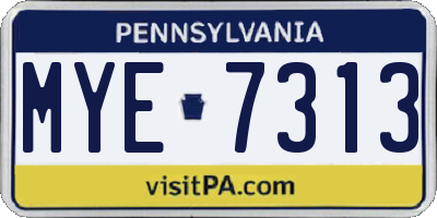 PA license plate MYE7313