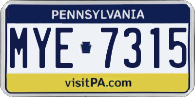 PA license plate MYE7315
