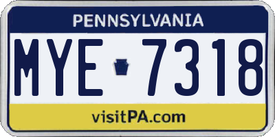PA license plate MYE7318