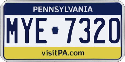 PA license plate MYE7320