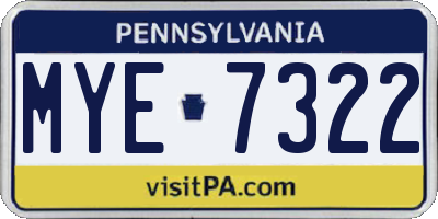 PA license plate MYE7322