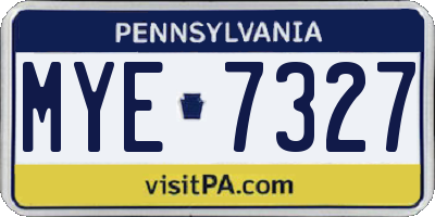 PA license plate MYE7327