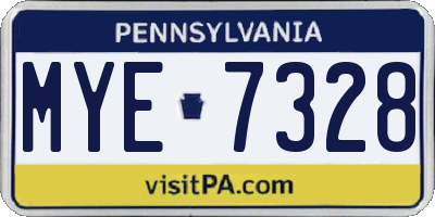 PA license plate MYE7328