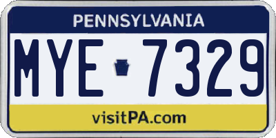 PA license plate MYE7329