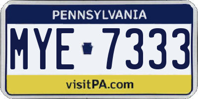 PA license plate MYE7333