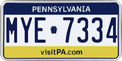 PA license plate MYE7334
