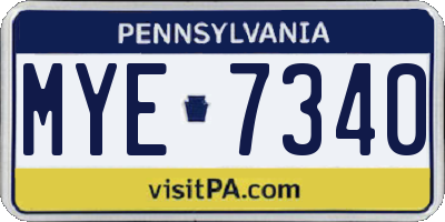 PA license plate MYE7340