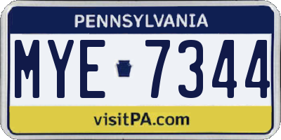 PA license plate MYE7344