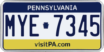 PA license plate MYE7345