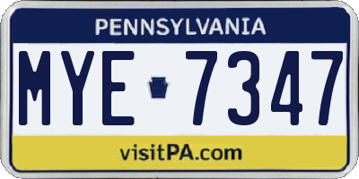 PA license plate MYE7347