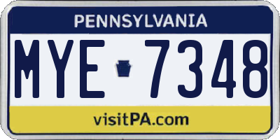 PA license plate MYE7348
