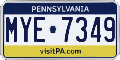 PA license plate MYE7349