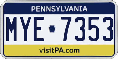 PA license plate MYE7353