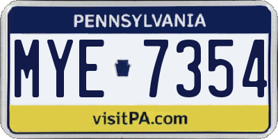 PA license plate MYE7354