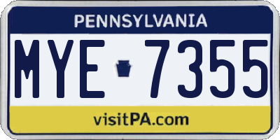 PA license plate MYE7355