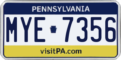PA license plate MYE7356