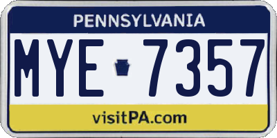 PA license plate MYE7357