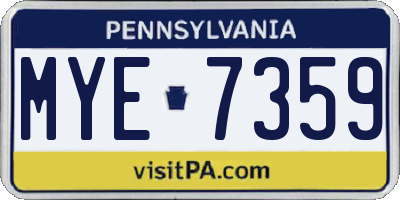 PA license plate MYE7359