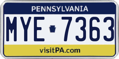 PA license plate MYE7363