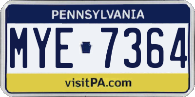 PA license plate MYE7364