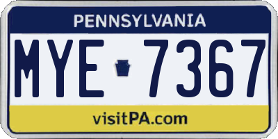 PA license plate MYE7367
