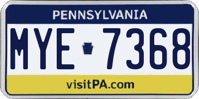 PA license plate MYE7368