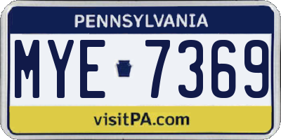 PA license plate MYE7369