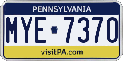 PA license plate MYE7370