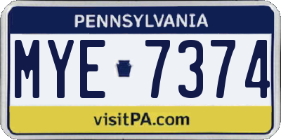 PA license plate MYE7374