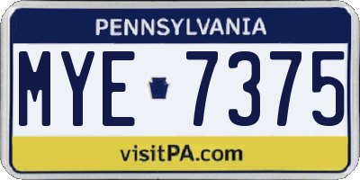 PA license plate MYE7375