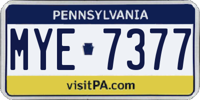 PA license plate MYE7377