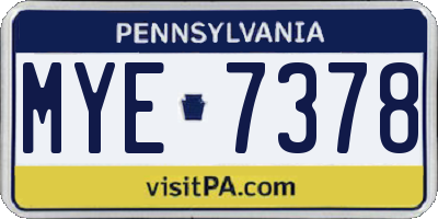 PA license plate MYE7378
