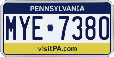 PA license plate MYE7380