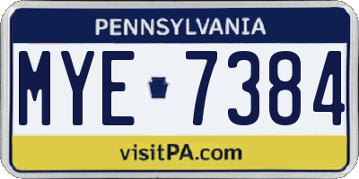 PA license plate MYE7384