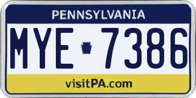 PA license plate MYE7386
