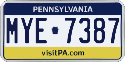 PA license plate MYE7387