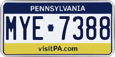 PA license plate MYE7388