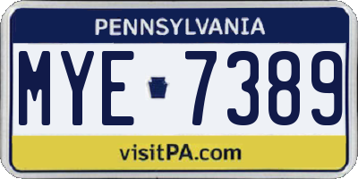 PA license plate MYE7389