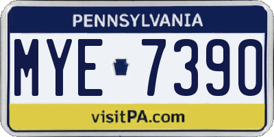 PA license plate MYE7390