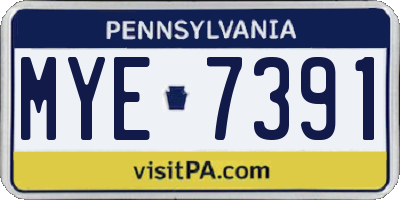 PA license plate MYE7391